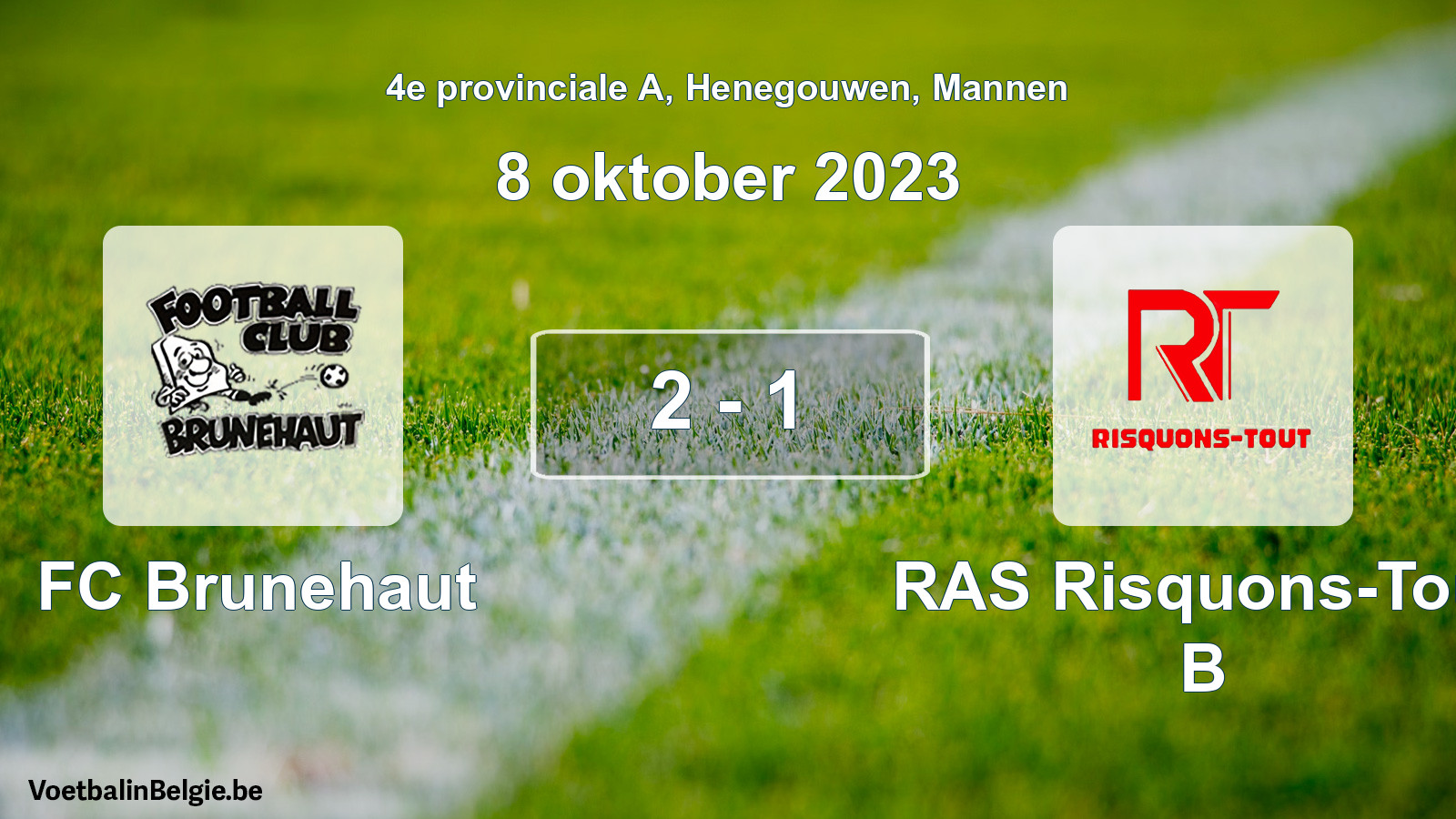 Gespeelde wedstrijd mannenvoetbal: FC Brunehaut - RAS Risquons-Tout B 2 - 1 (8 oktober 2023)
