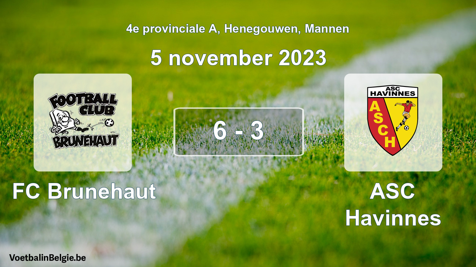 Gespeelde wedstrijd mannenvoetbal: FC Brunehaut - ASC Havinnes 6 - 3 (5 november 2023)