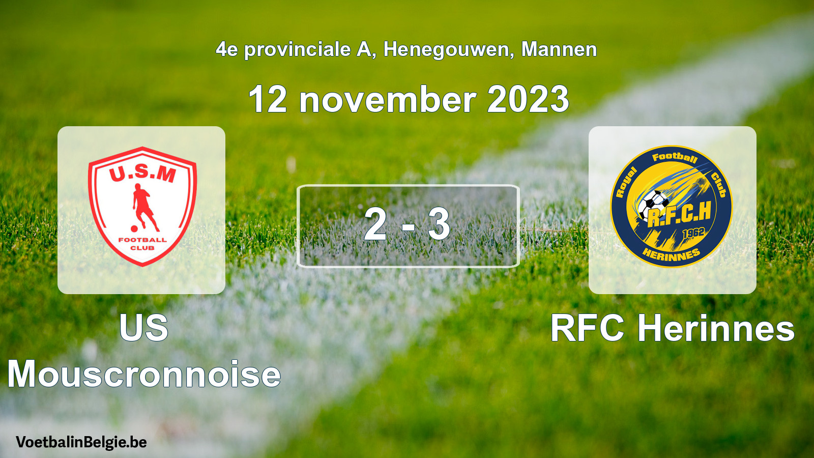 Gespeelde wedstrijd mannenvoetbal: US Mouscronnoise - RFC Herinnes 2 - 3 (12 november 2023)