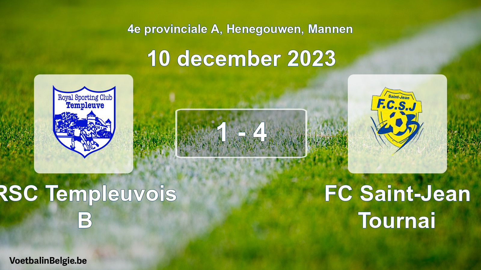 Gespeelde wedstrijd mannenvoetbal: RSC Templeuvois B - FC Saint-Jean Tournai 1 - 4 (10 december 2023)