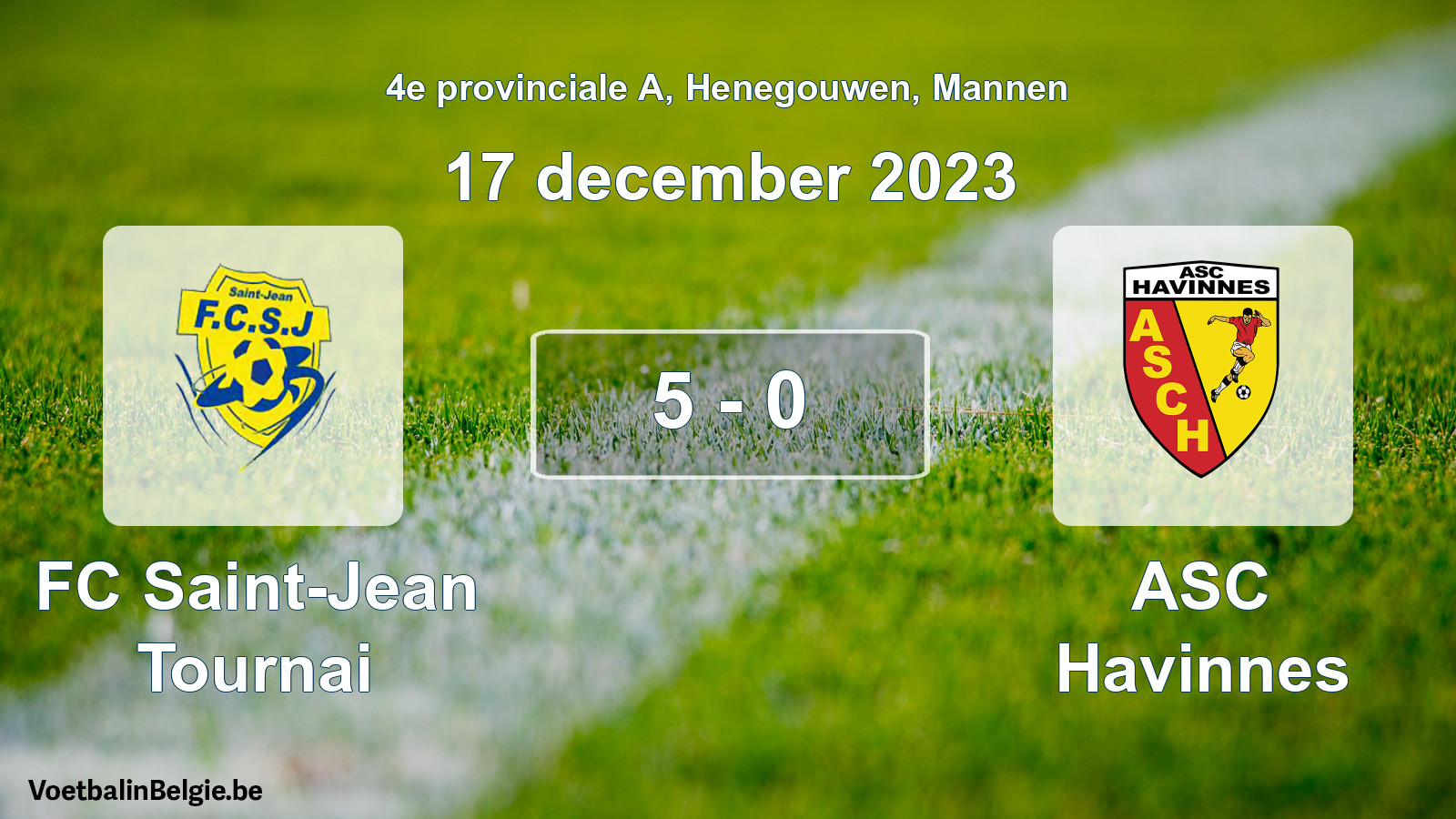 Gespeelde wedstrijd mannenvoetbal: FC Saint-Jean Tournai - ASC Havinnes 5 - 0 (17 december 2023)