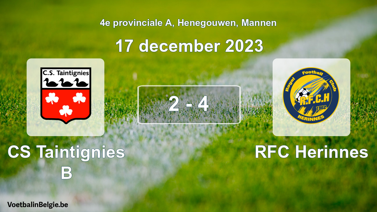 Gespeelde wedstrijd mannenvoetbal: CS Taintignies B - RFC Herinnes 2 - 4 (17 december 2023)