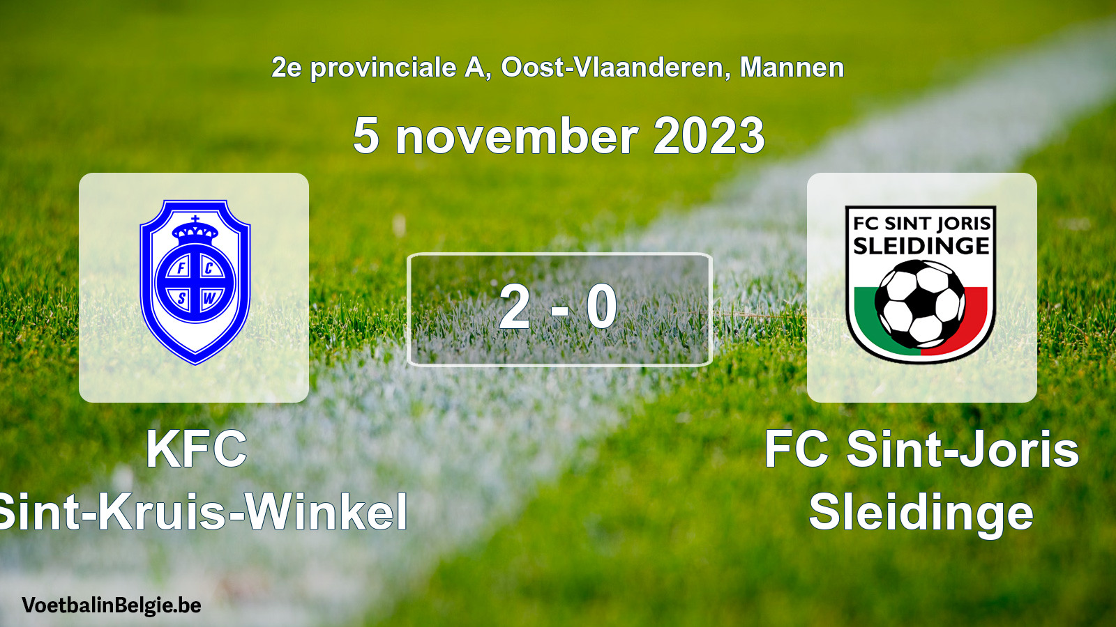 Gespeelde wedstrijd mannenvoetbal: KFC Sint-Kruis-Winkel - FC Sint-Joris Sleidinge 2 - 0 (5 november 2023)