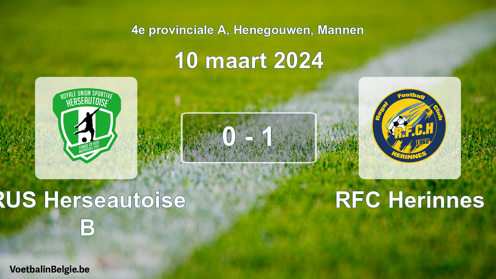 Gespeelde wedstrijd mannenvoetbal: RUS Herseautoise B - RFC Herinnes 0 - 1 (10 maart 2024)