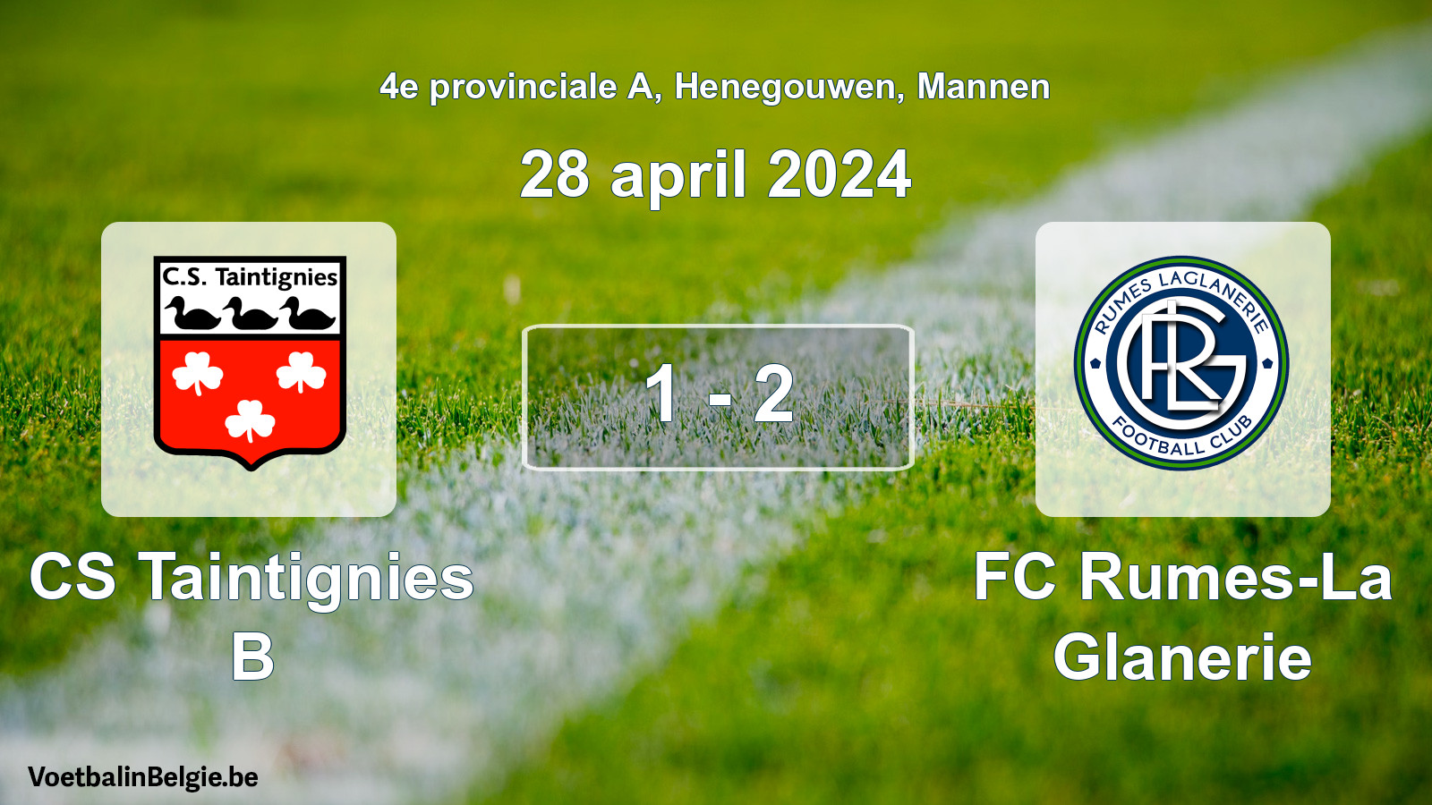 Gespeelde wedstrijd mannenvoetbal: CS Taintignies B - FC Rumes-La Glanerie 1 - 2 (28 april 2024)