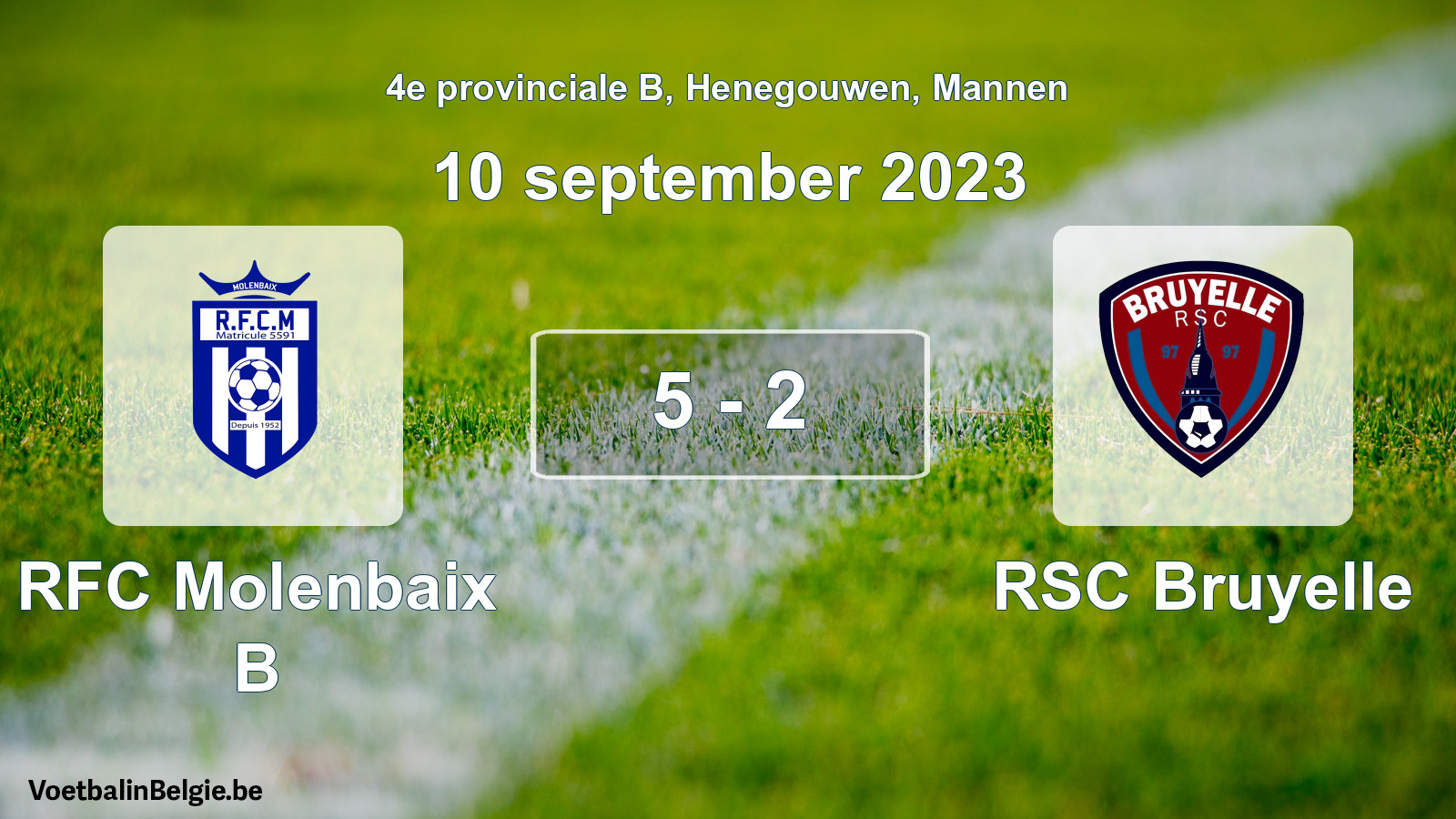 Gespeelde wedstrijd mannenvoetbal: RFC Molenbaix B - RSC Bruyelle 5 - 2 (10 september 2023)