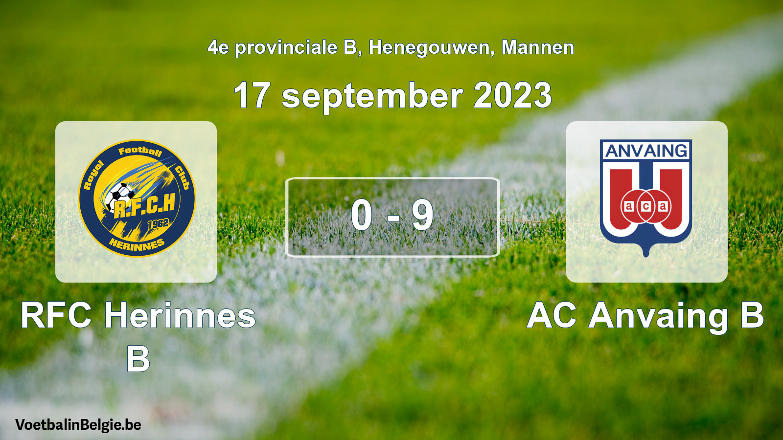 Gespeelde wedstrijd mannenvoetbal: RFC Herinnes B - AC Anvaing B 0 - 9 (17 september 2023)