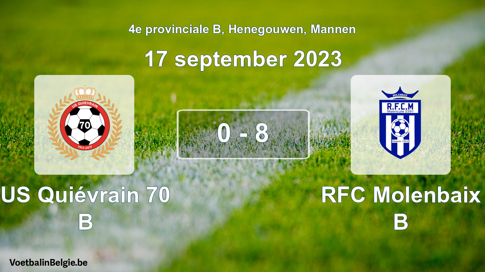 Gespeelde wedstrijd mannenvoetbal: US Quiévrain 70 B - RFC Molenbaix B 0 - 8 (17 september 2023)