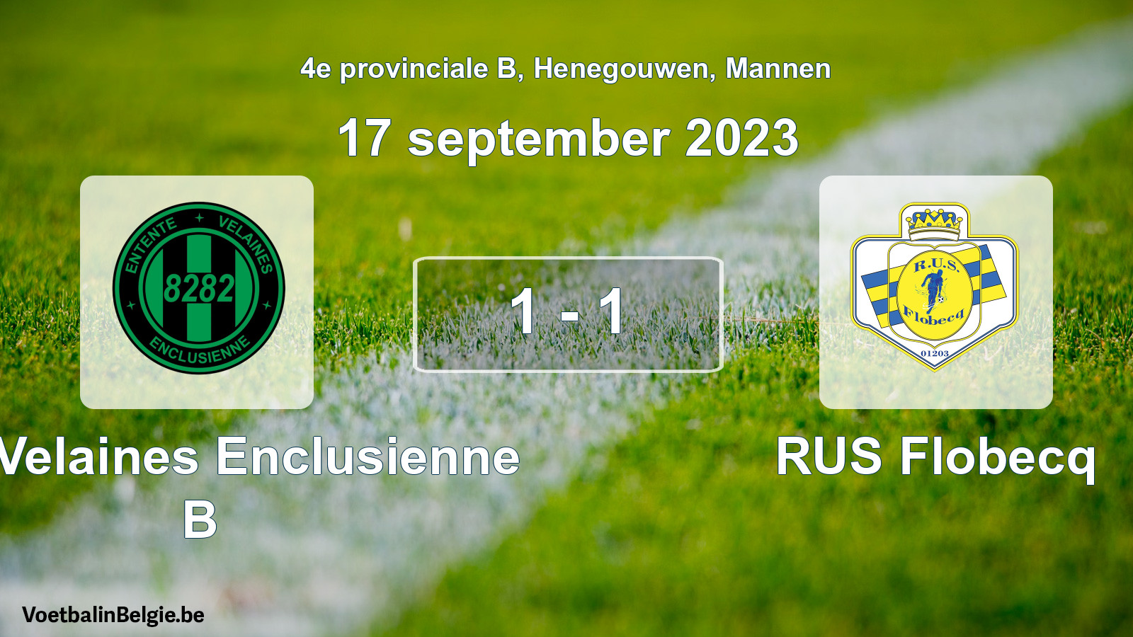 Gespeelde wedstrijd mannenvoetbal: Ent. Velaines Enclusienne B - RUS Flobecq 1 - 1 (17 september 2023)