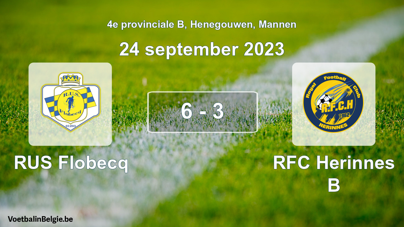 Gespeelde wedstrijd mannenvoetbal: RUS Flobecq - RFC Herinnes B 6 - 3 (24 september 2023)
