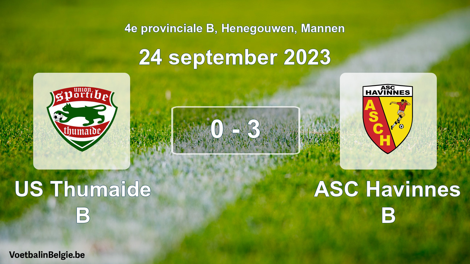 Gespeelde wedstrijd mannenvoetbal: US Thumaide B - ASC Havinnes B 0 - 3 (24 september 2023)
