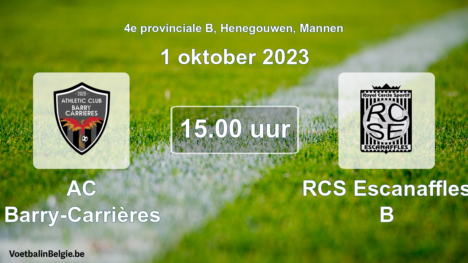Match prévu football hommes: AC Barry-Carrières - RCS Escanaffles B (1 octobre 2023)