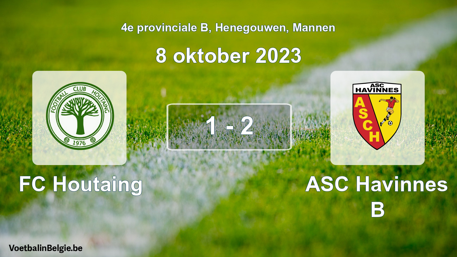 Gespeelde wedstrijd mannenvoetbal: FC Houtaing - ASC Havinnes B 1 - 2 (8 oktober 2023)