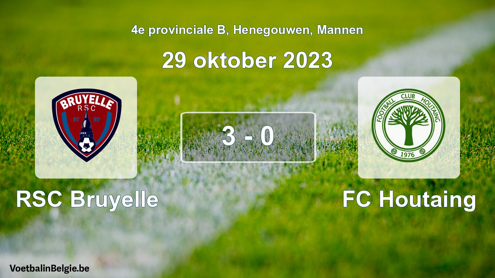 Gespeelde wedstrijd mannenvoetbal: RSC Bruyelle - FC Houtaing 3 - 0 (29 oktober 2023)