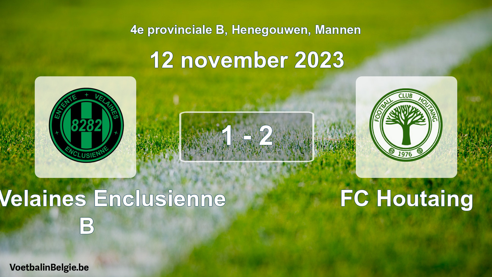 Gespeelde wedstrijd mannenvoetbal: Ent. Velaines Enclusienne B - FC Houtaing 1 - 2 (12 november 2023)