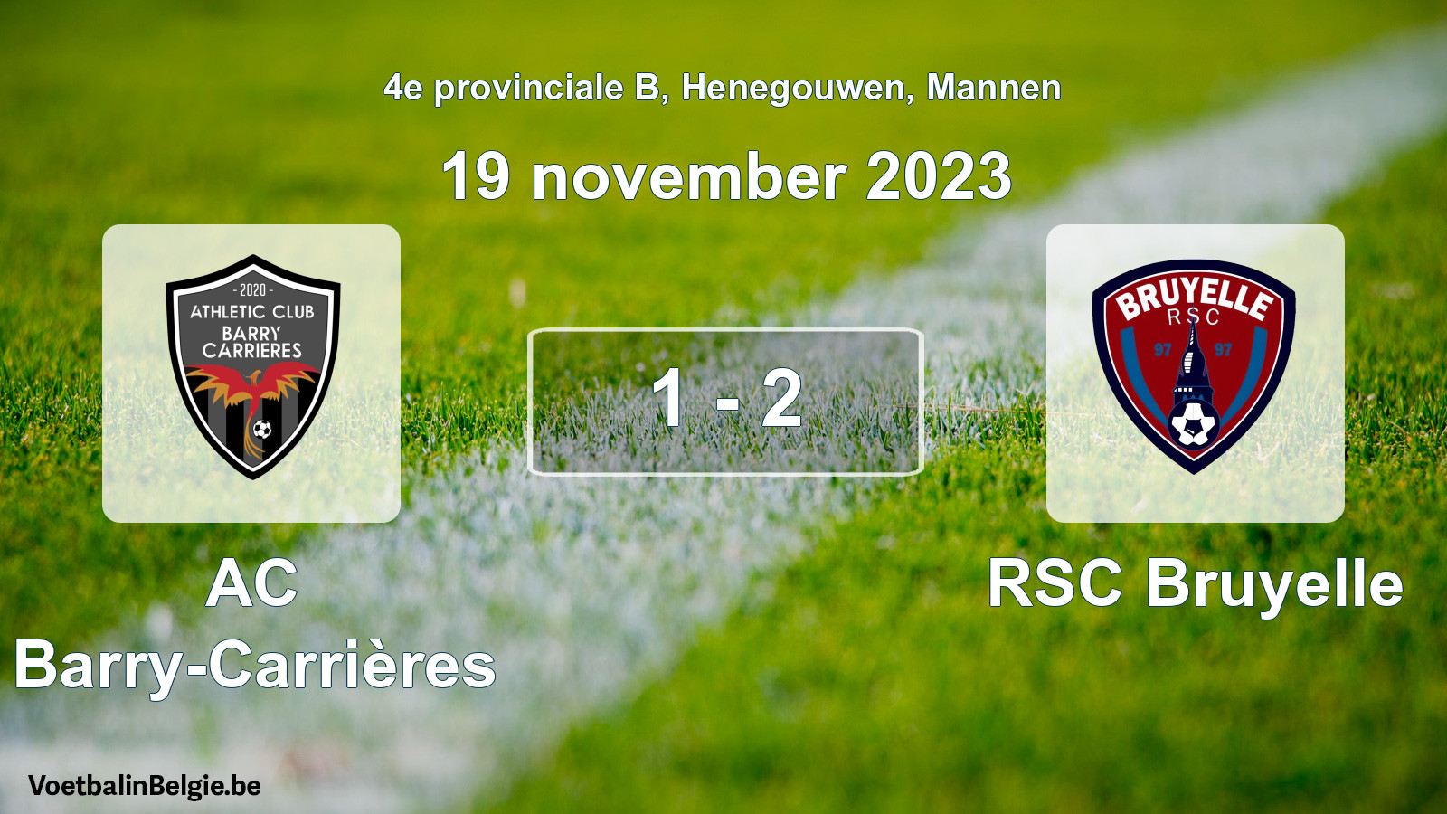 Gespeelde wedstrijd mannenvoetbal: AC Barry-Carrières - RSC Bruyelle 1 - 2 (19 november 2023)