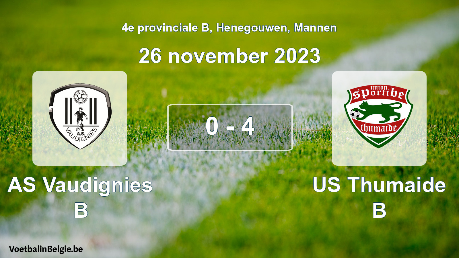 Gespeelde wedstrijd mannenvoetbal: AS Vaudignies B - US Thumaide B 0 - 4 (26 november 2023)