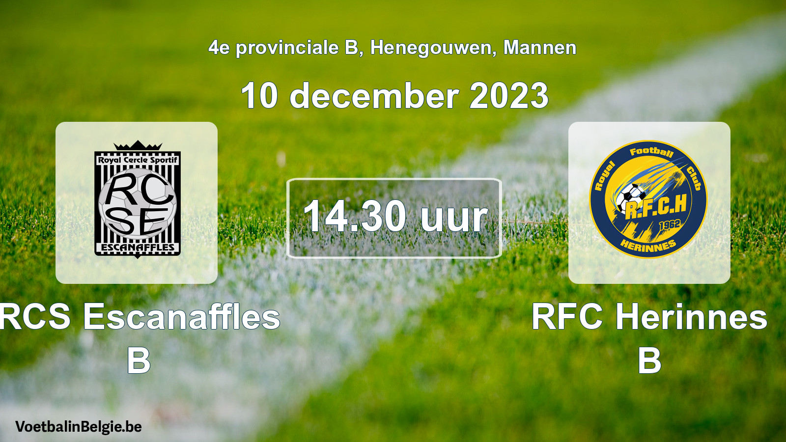 Match prévu football hommes: RCS Escanaffles B - RFC Herinnes B (10 décembre 2023)