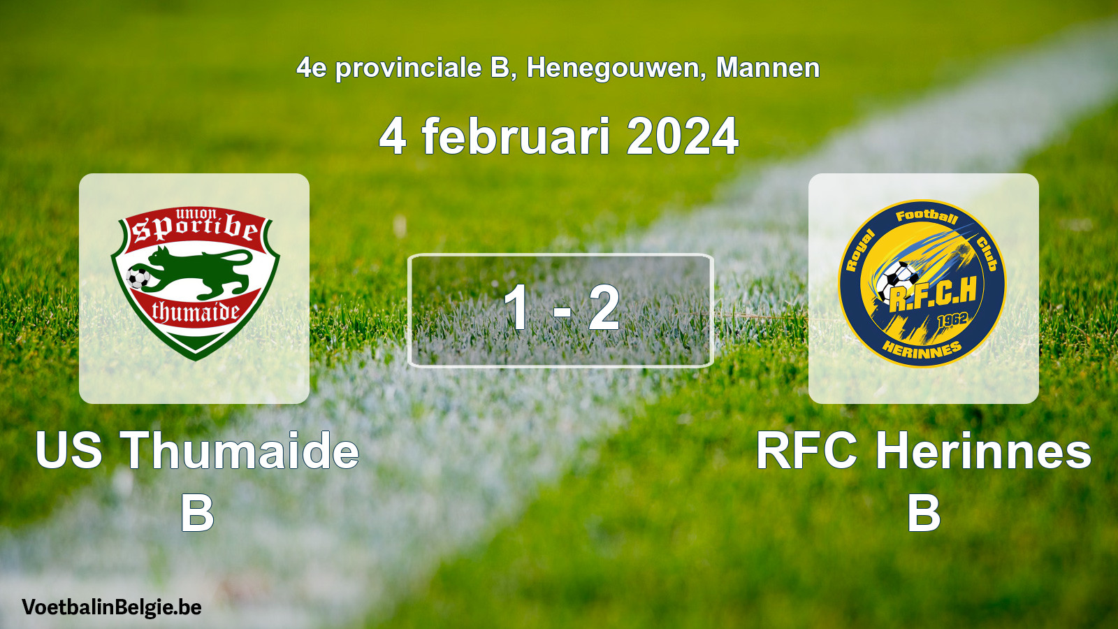 Gespeelde wedstrijd mannenvoetbal: US Thumaide B - RFC Herinnes B 1 - 2 (4 februari 2024)