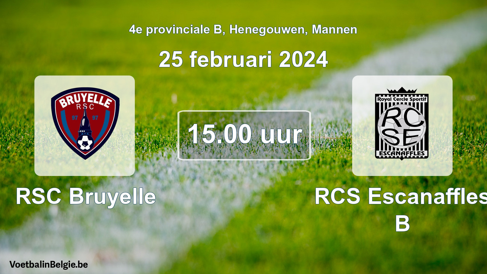 Match prévu football hommes: RSC Bruyelle - RCS Escanaffles B (25 février 2024)