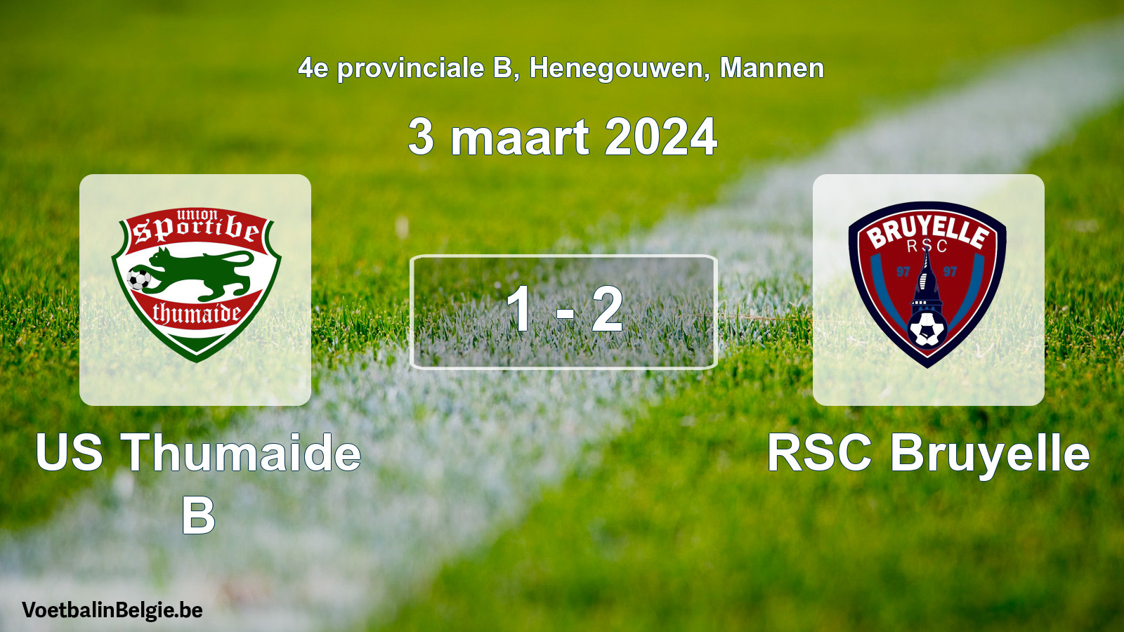 Gespeelde wedstrijd mannenvoetbal: US Thumaide B - RSC Bruyelle 1 - 2 (3 maart 2024)
