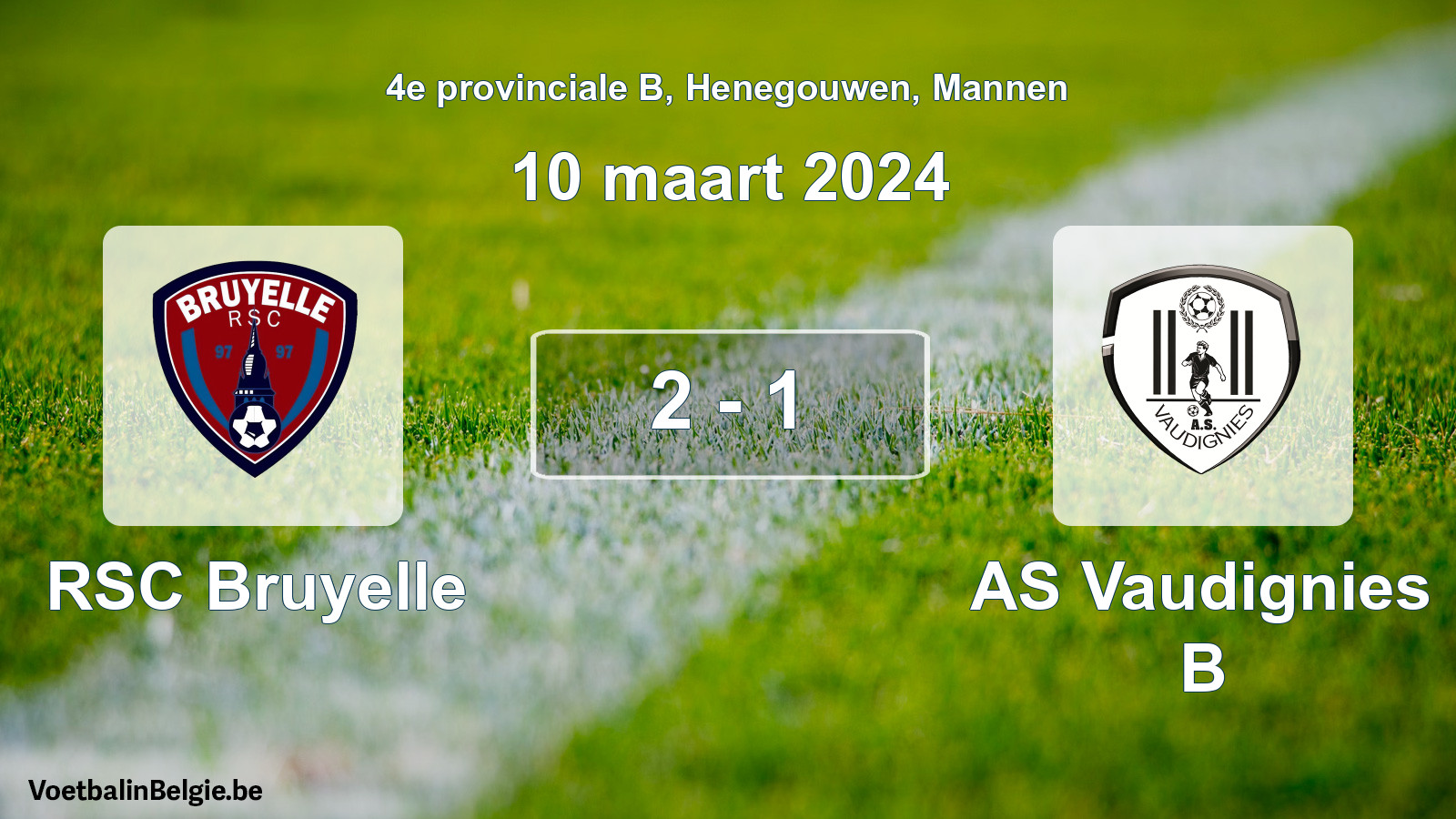 Gespeelde wedstrijd mannenvoetbal: RSC Bruyelle - AS Vaudignies B 2 - 1 (10 maart 2024)