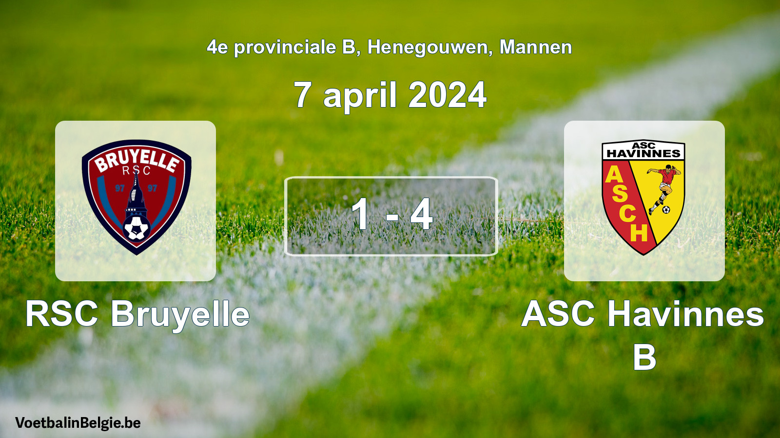 Played match men football: RSC Bruyelle - ASC Havinnes B 1 - 4 (7 April 2024)