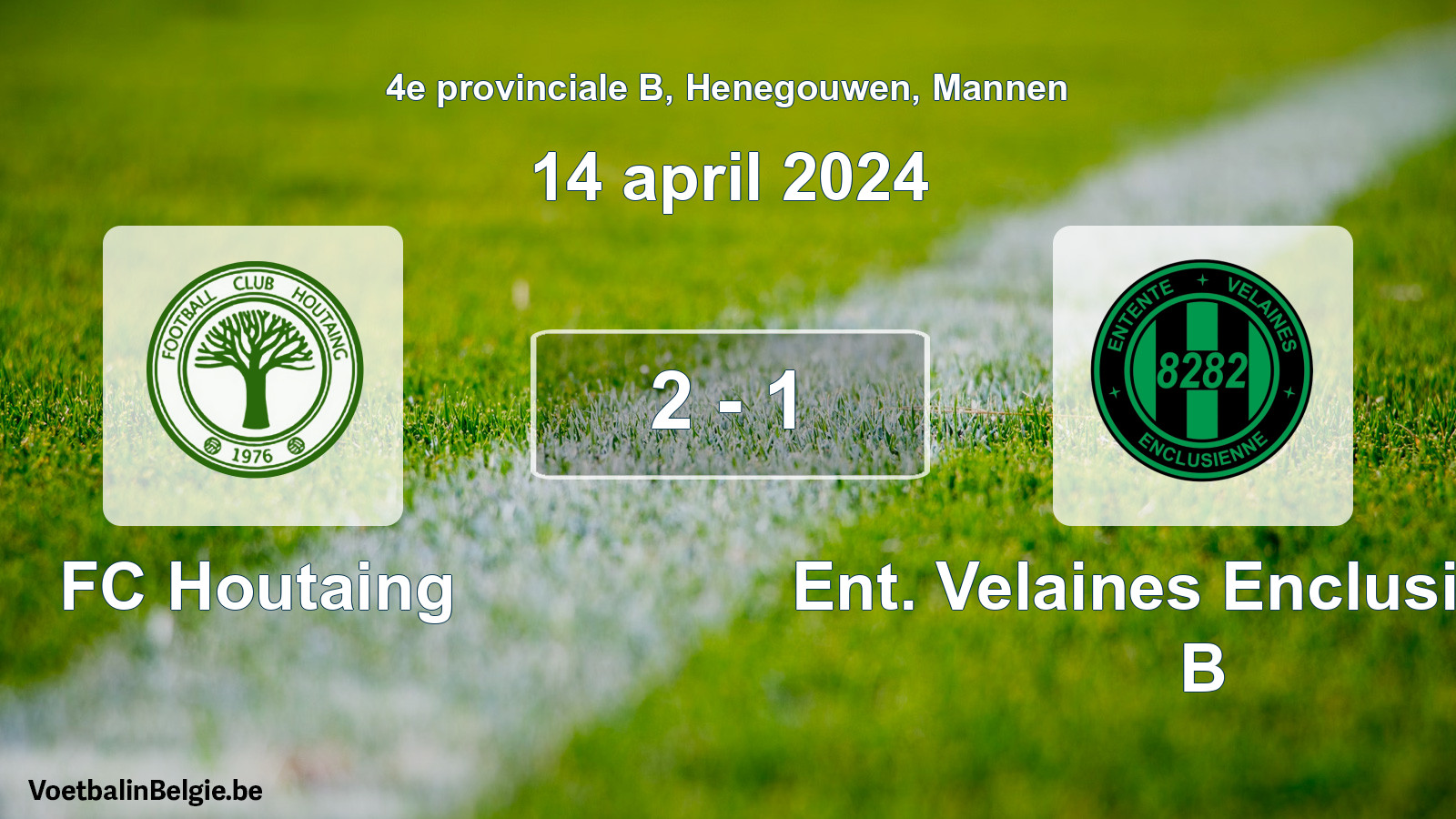 Match joué football hommes: FC Houtaing - Ent. Velaines Enclusienne B 2 - 1 (14 avril 2024)