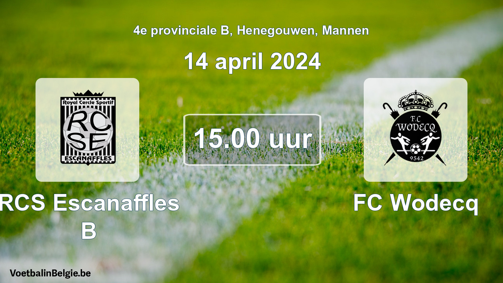 Match prévu football hommes: RCS Escanaffles B - FC Wodecq (14 avril 2024)