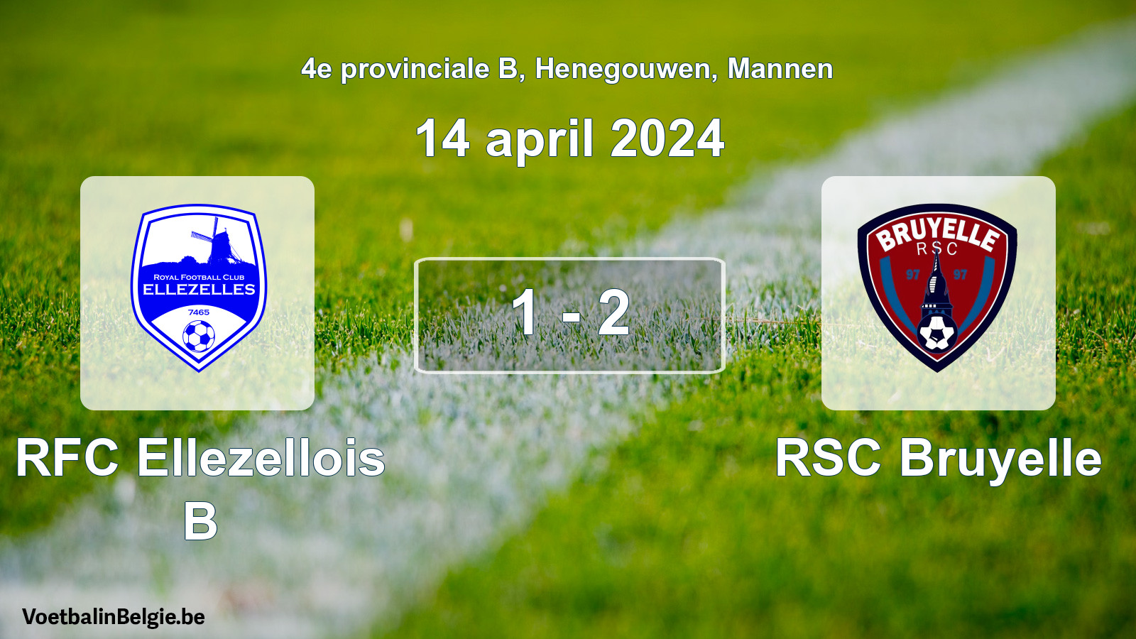 Gespeelde wedstrijd mannenvoetbal: RFC Ellezellois B - RSC Bruyelle 1 - 2 (14 april 2024)