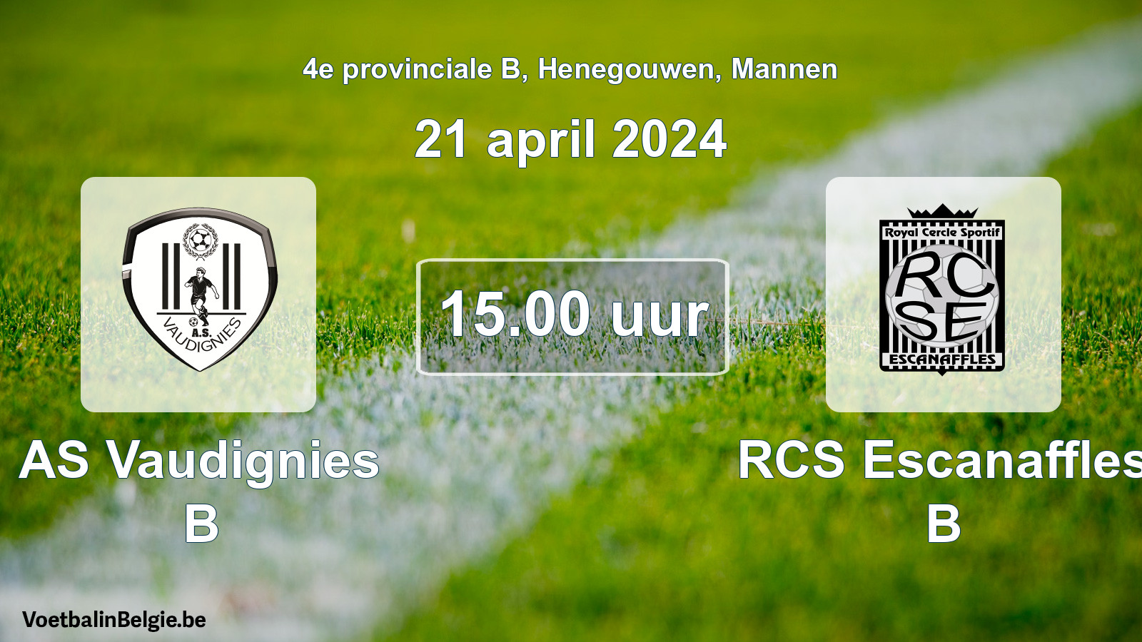 Match prévu football hommes: AS Vaudignies B - RCS Escanaffles B (21 avril 2024)