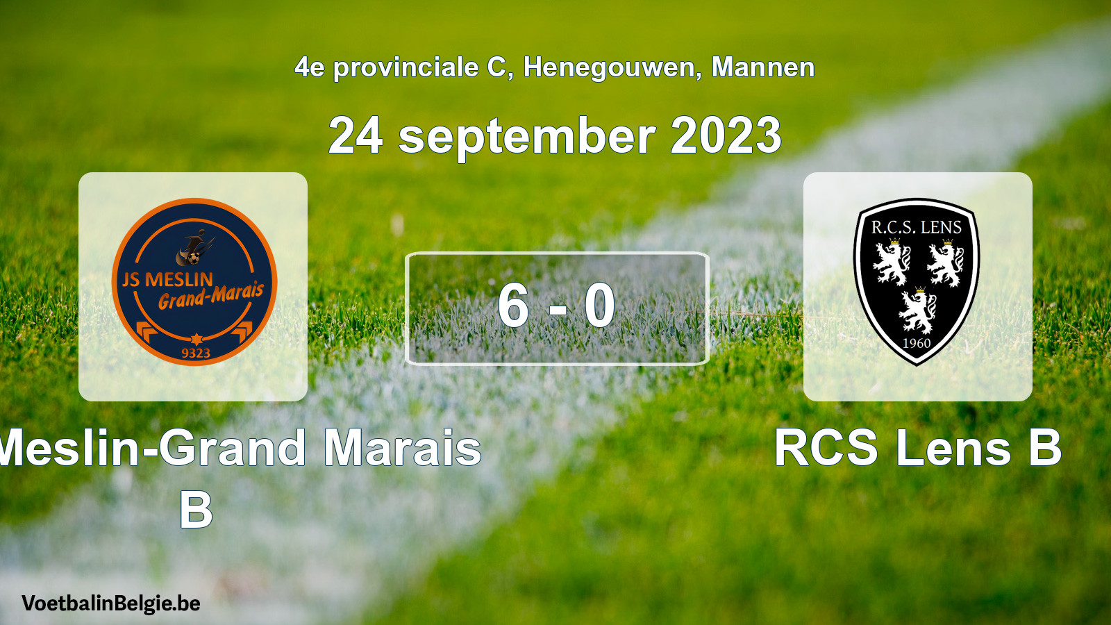 Gespeelde wedstrijd mannenvoetbal: JS Meslin-Grand Marais B - RCS Lens B 6 - 0 (24 september 2023)