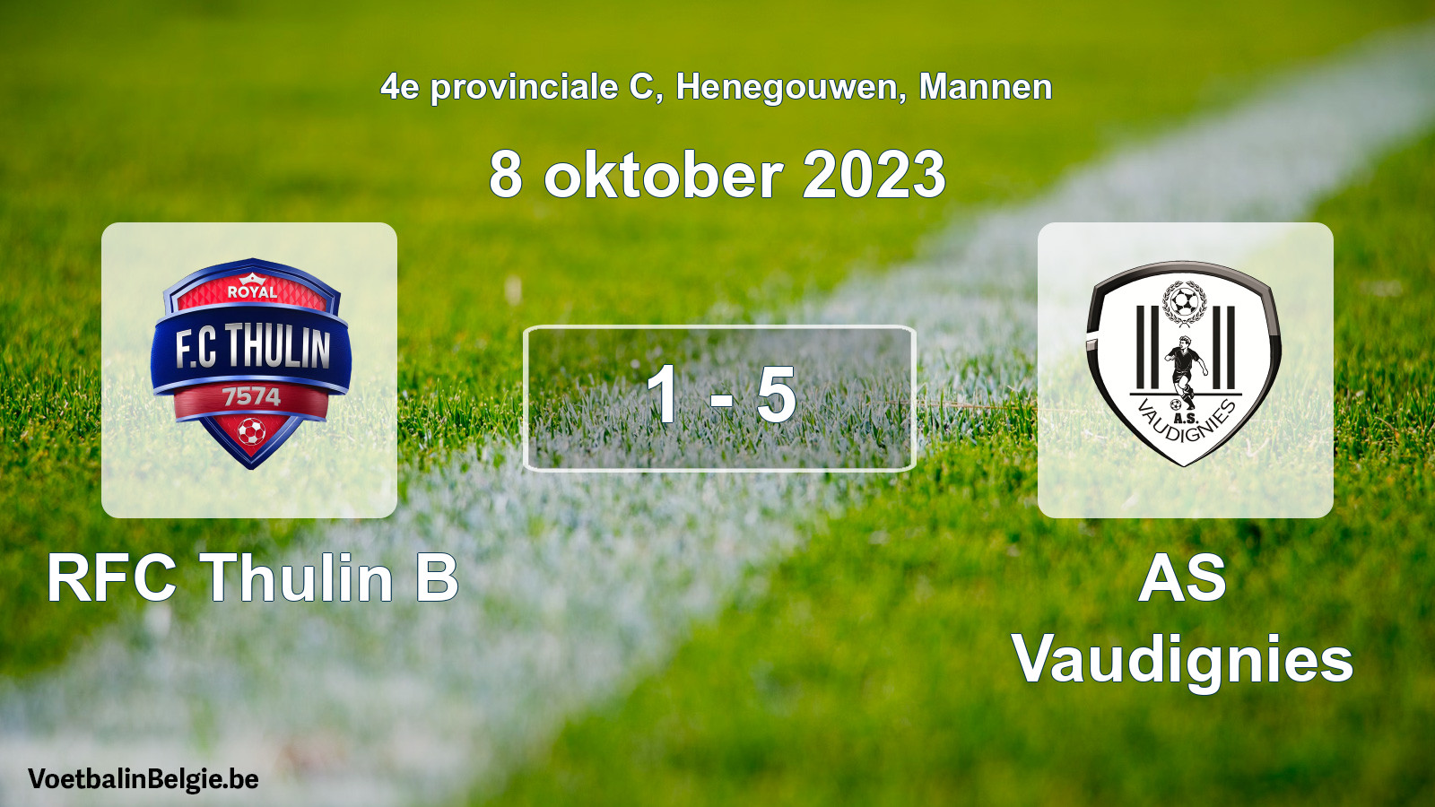 Gespeelde wedstrijd mannenvoetbal: RFC Thulin B - AS Vaudignies 1 - 5 (8 oktober 2023)