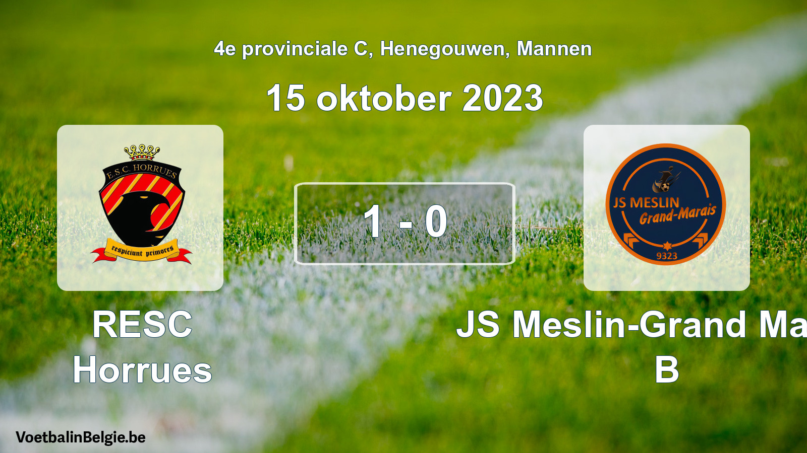 Gespeelde wedstrijd mannenvoetbal: RESC Horrues - JS Meslin-Grand Marais B 1 - 0 (15 oktober 2023)