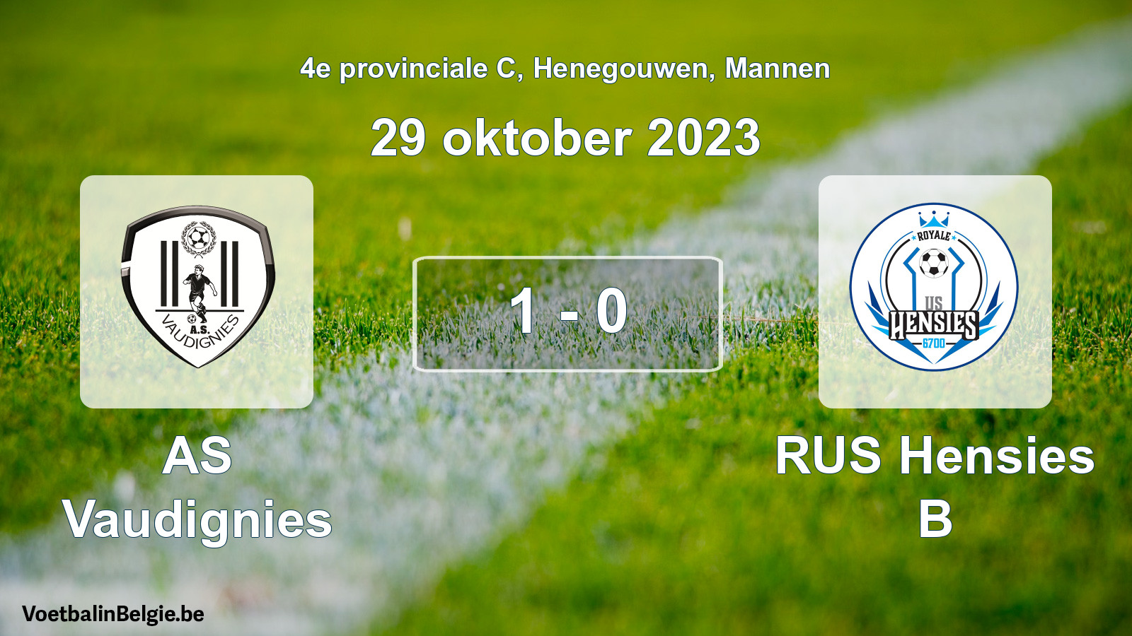 Gespeelde wedstrijd mannenvoetbal: AS Vaudignies - RUS Hensies B 1 - 0 (29 oktober 2023)