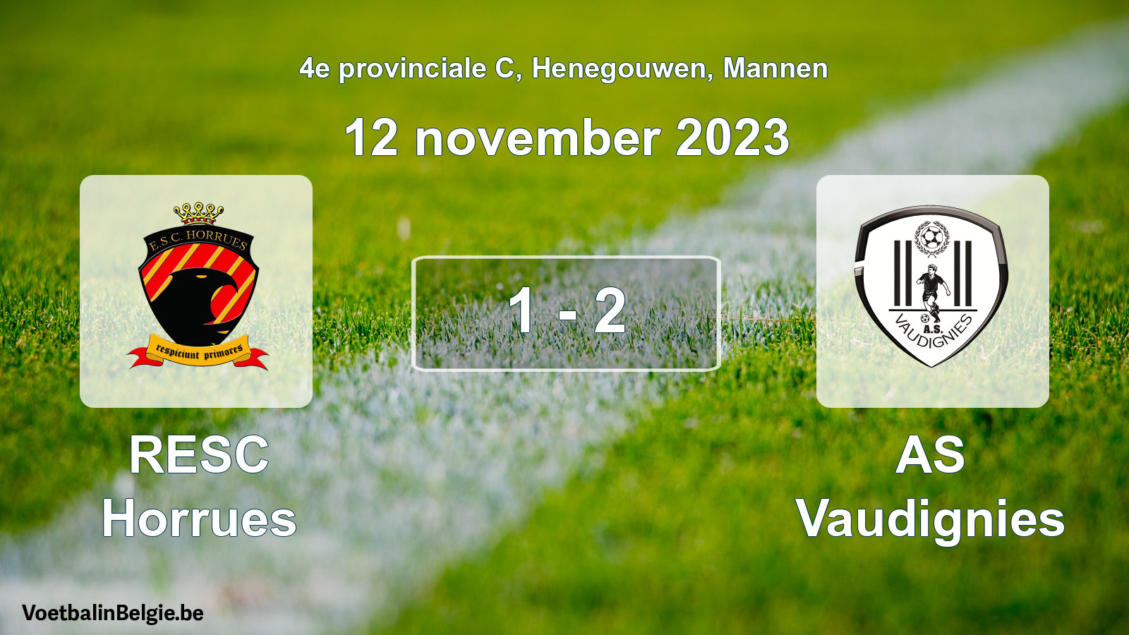 Gespeelde wedstrijd mannenvoetbal: RESC Horrues - AS Vaudignies 1 - 2 (12 november 2023)