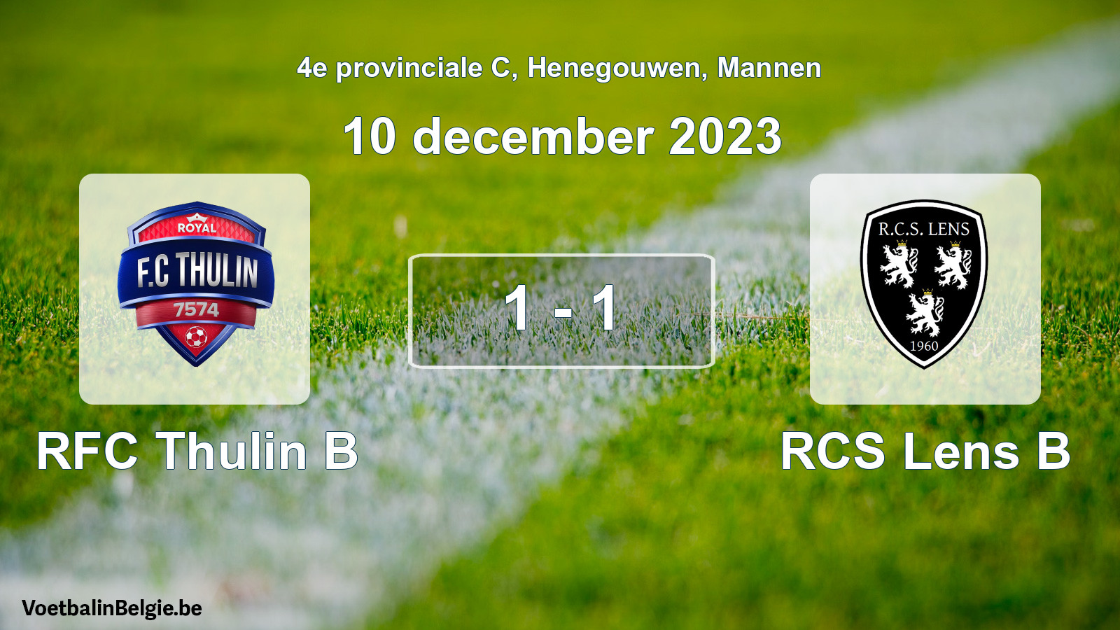 Gespeelde wedstrijd mannenvoetbal: RFC Thulin B - RCS Lens B 1 - 1 (10 december 2023)