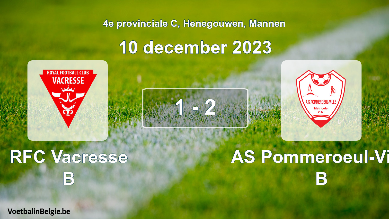 Gespeelde wedstrijd mannenvoetbal: RFC Vacresse B - AS Pommeroeul-Ville B 1 - 2 (10 december 2023)
