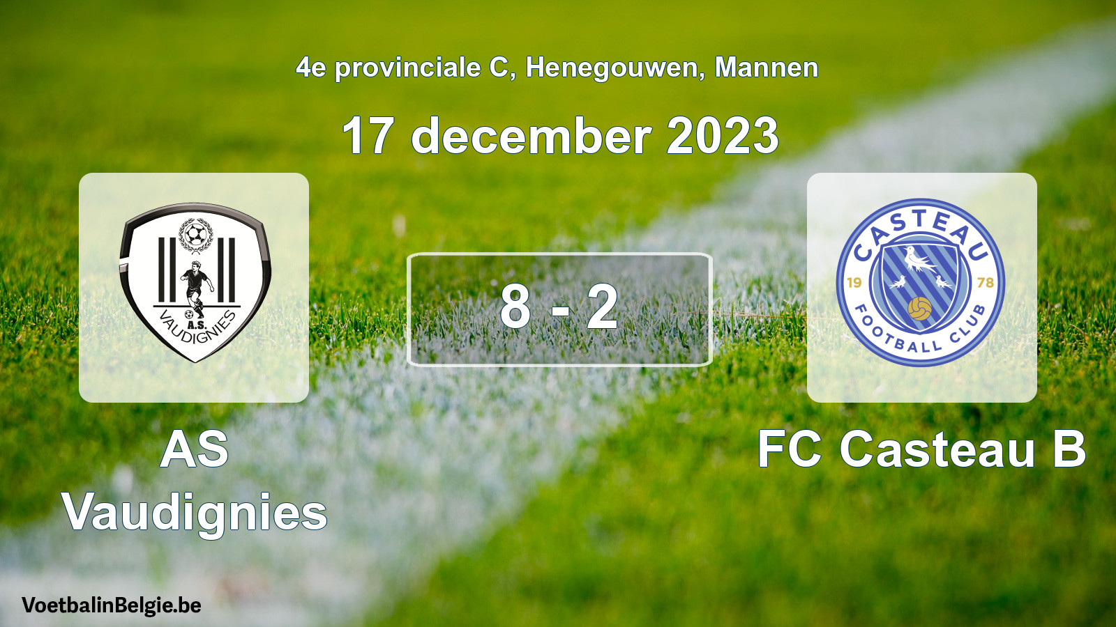 Gespeelde wedstrijd mannenvoetbal: AS Vaudignies - FC Casteau B 8 - 2 (17 december 2023)