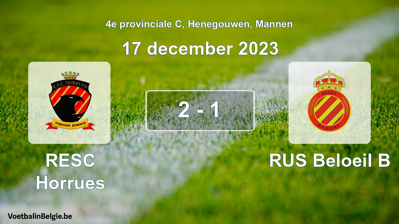 Played match men football: RESC Horrues - RUS Beloeil B 2 - 1 (17 December 2023)