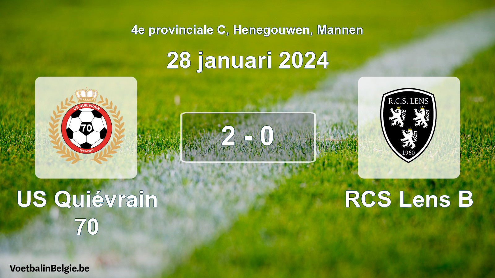 Gespeelde wedstrijd mannenvoetbal: US Quiévrain 70 - RCS Lens B 2 - 0 (28 januari 2024)
