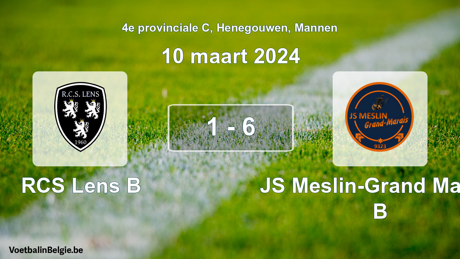 Gespeelde wedstrijd mannenvoetbal: RCS Lens B - JS Meslin-Grand Marais B 1 - 6 (10 maart 2024)
