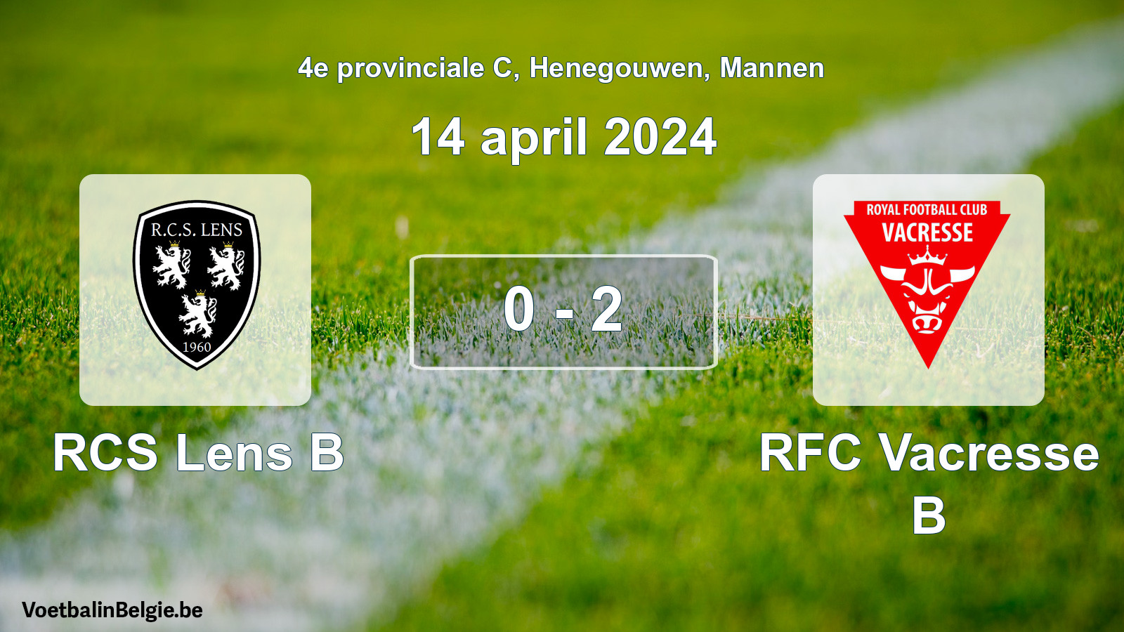 Gespeelde wedstrijd mannenvoetbal: RCS Lens B - RFC Vacresse B 0 - 2 (14 april 2024)