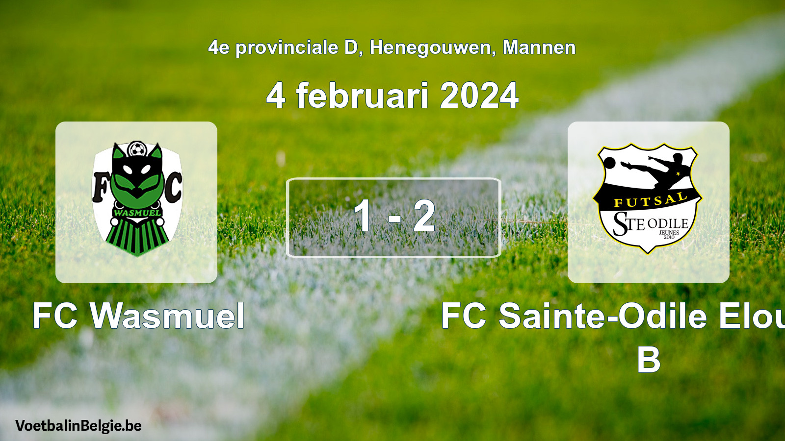 Gespeelde wedstrijd mannenvoetbal: FC Wasmuel - FC Sainte-Odile Elouges B 1 - 2 (4 februari 2024)