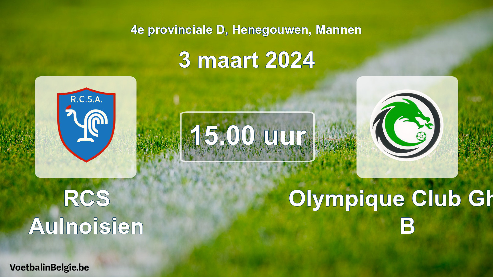 Geplantes Spiel männer-Fußball: RCS Aulnoisien - Olympique Club Ghlin B (3 März 2024)