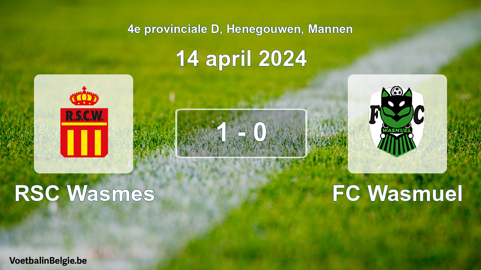Gespeelde wedstrijd mannenvoetbal: RSC Wasmes - FC Wasmuel 1 - 0 (14 april 2024)