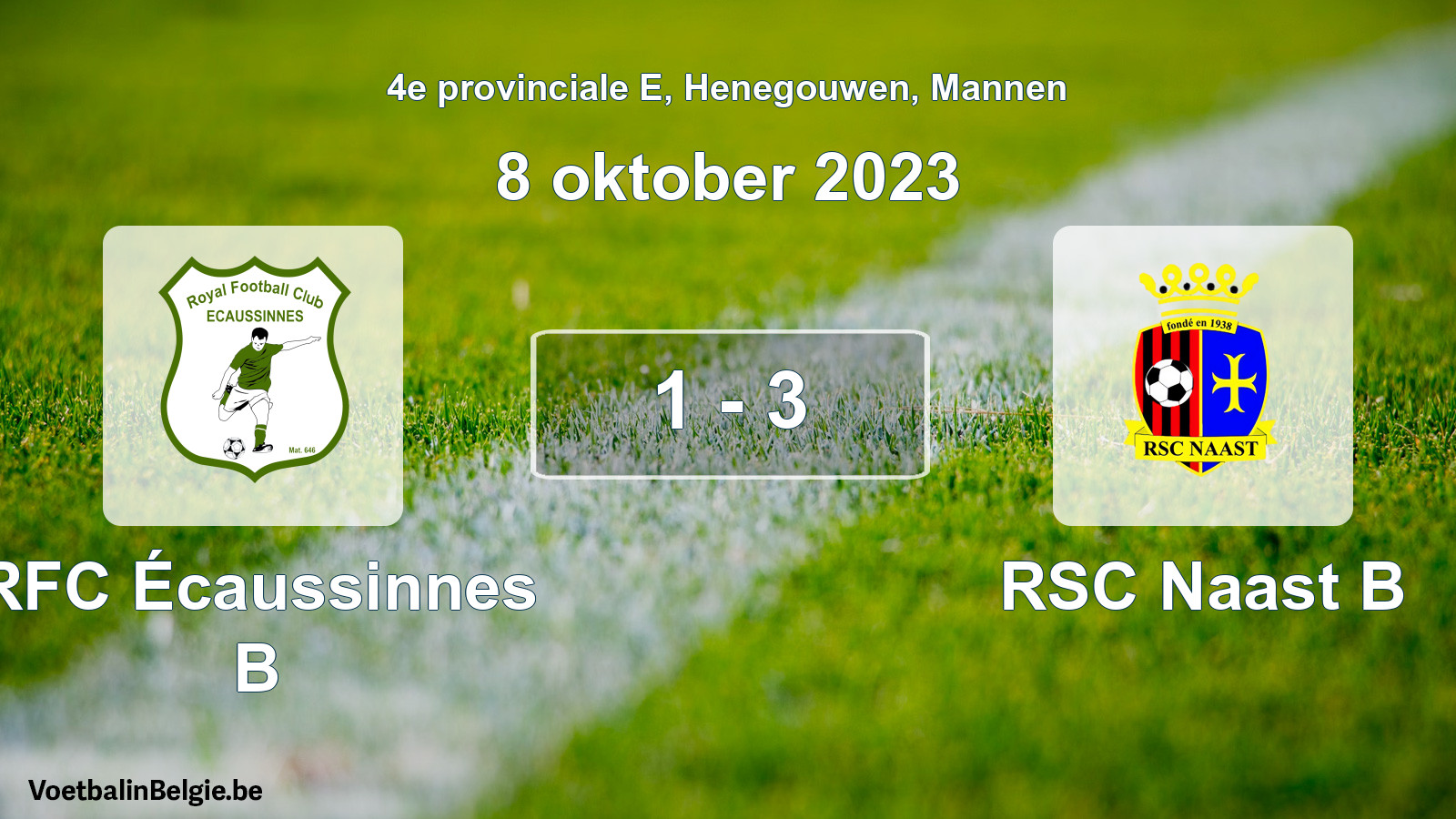 Gespeelde wedstrijd mannenvoetbal: RFC Écaussinnes B - RSC Naast B 1 - 3 (8 oktober 2023)