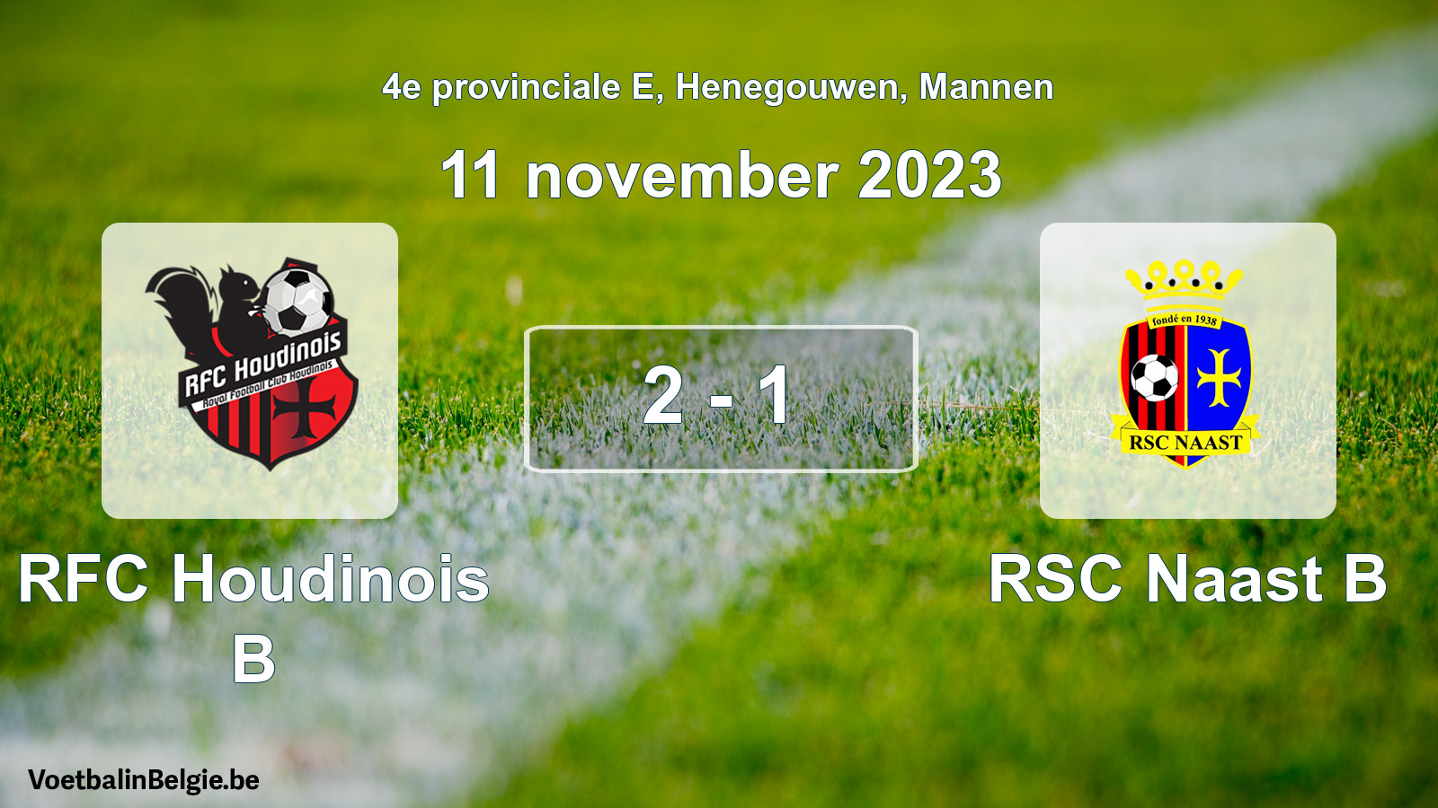 Gespeelde wedstrijd mannenvoetbal: RFC Houdinois B - RSC Naast B 2 - 1 (11 november 2023)