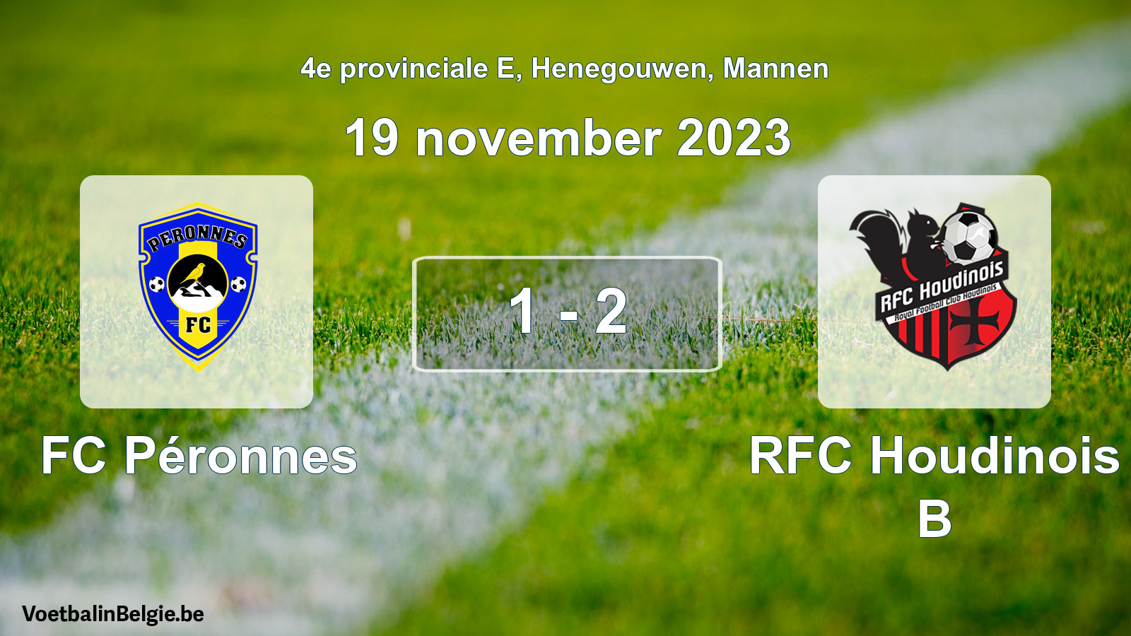 Gespeelde wedstrijd mannenvoetbal: FC Péronnes - RFC Houdinois B 1 - 2 (19 november 2023)