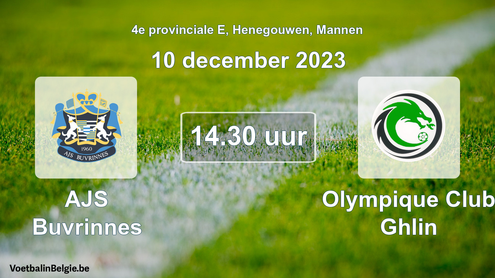 Geplande wedstrijd mannenvoetbal: AJS Buvrinnes - Olympique Club Ghlin (10 december 2023)